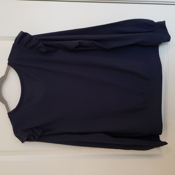 Cupio Women's Long Sleeve Ruffle Chest Knit Top Navy - Size XL - Picture 4 of 7